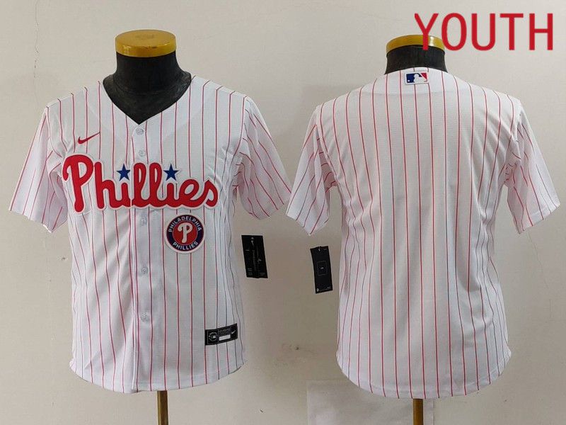 Youth Philadelphia Phillies Blank White stripe Nike Game 2024 MLB Jersey style 2